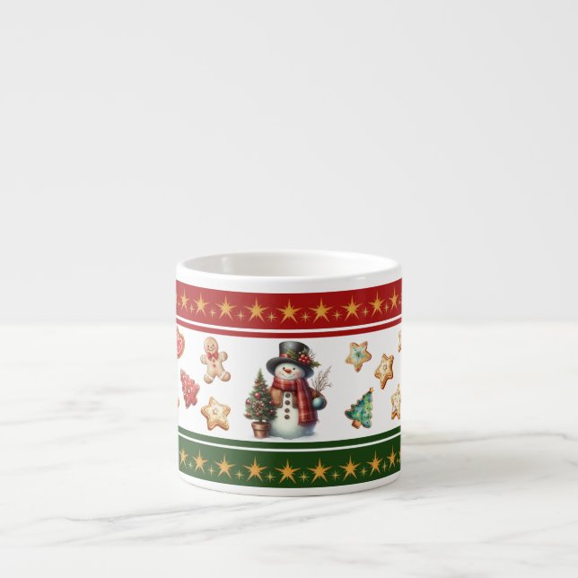 Taza De Espresso Espresso Mug with Snowman and Christmas Cookies (Frente)
