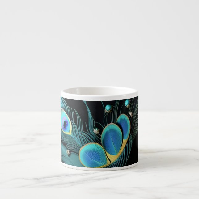 Taza De Espresso Espresso|Pavo Real Majestic|Mug Especializado (Frente)