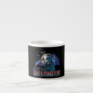 Taza De Espresso Esqueleto malvado en Halloween oscuro y temible