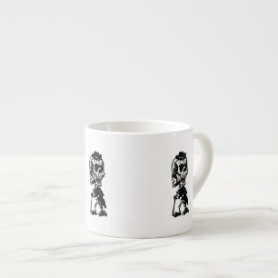 Taza De Espresso Esqueleto que fuma del cigarro
