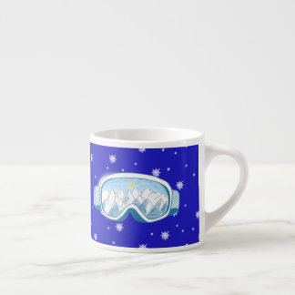 Taza De Espresso Esquiar Goggles, danza de copas de nieve