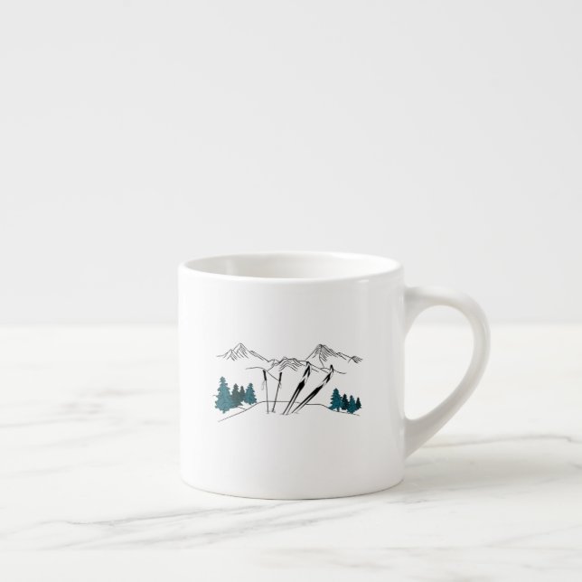 Taza De Espresso Esquiar Más Tarde Escena Esquiar Deportes De Invie (Derecha)