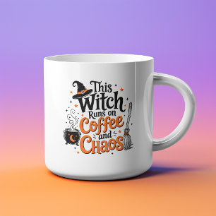 Taza De Espresso Esta Bruja Funciona con Café y Halloween Divertido