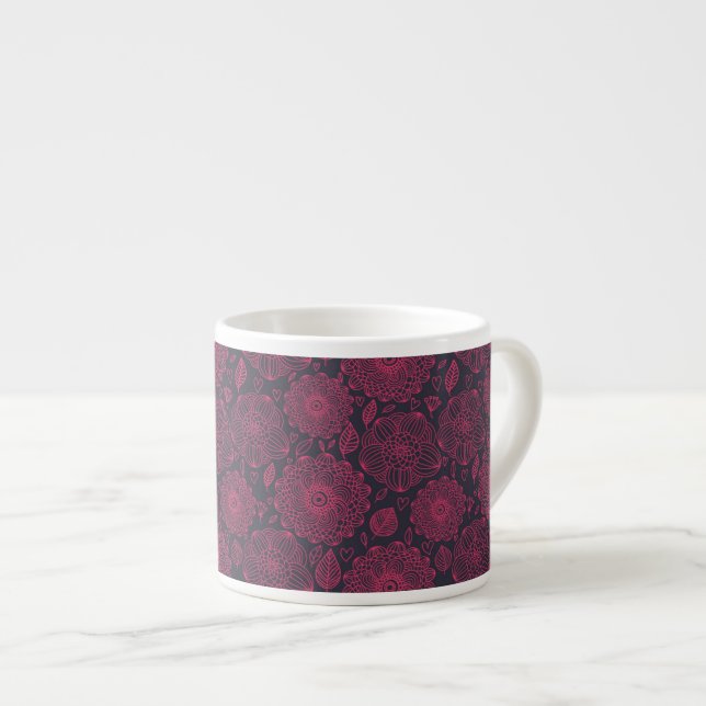 Taza De Espresso Estampado de flores 5 (Derecha)
