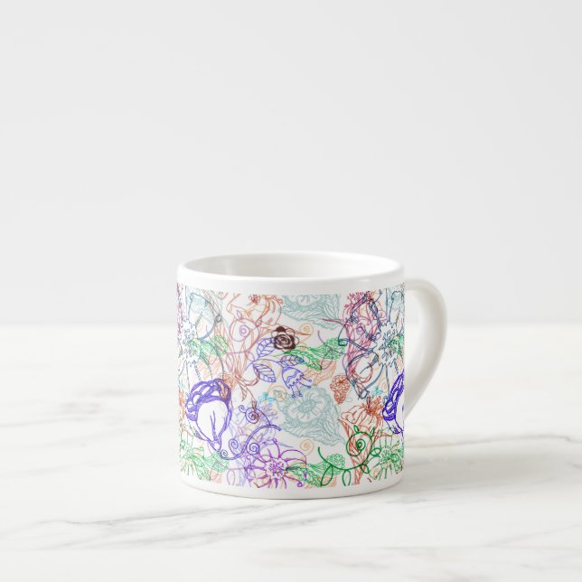 Taza De Espresso Estampado de flores 8 (Derecha)