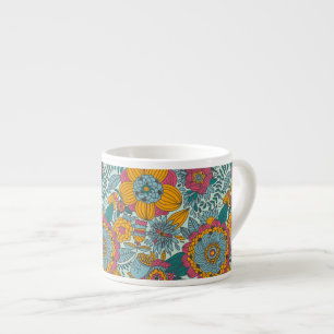 Taza De Espresso Estampado de flores colorido