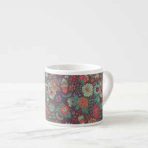 Taza De Espresso Estampado de flores colorido en estilo del dibujo