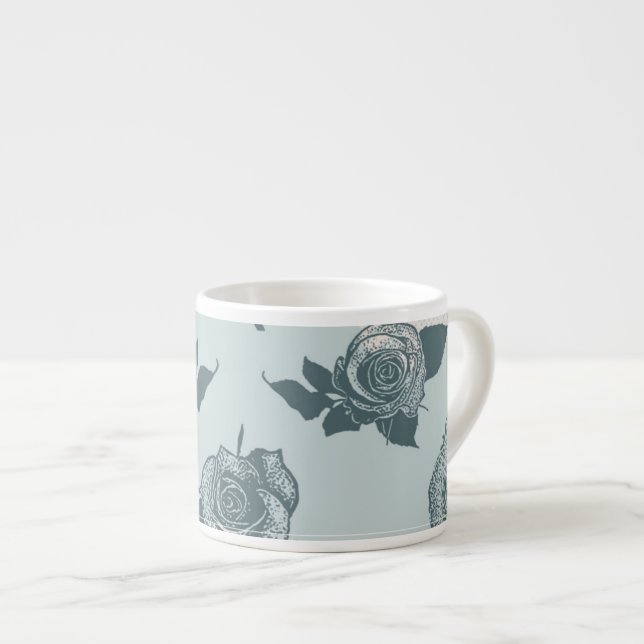 Taza De Espresso Estampado de flores con el rosa (Derecha)