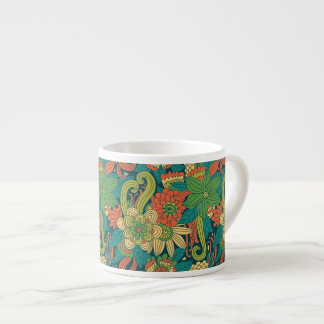 Taza De Espresso Estampado de flores del verano (Derecha)