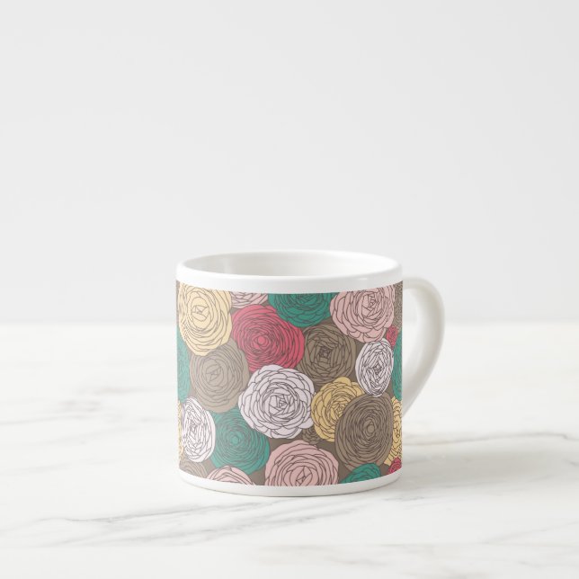 Taza De Espresso Estampado de flores elegante. Floral brillante (Derecha)