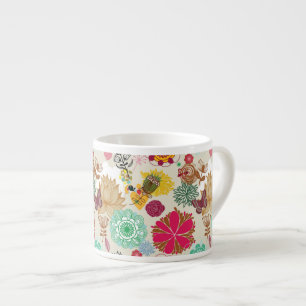 Taza De Espresso Estampado de flores en estilo retro