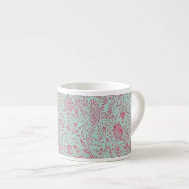 Taza De Espresso Estampado de flores lindo del verano (Derecha)