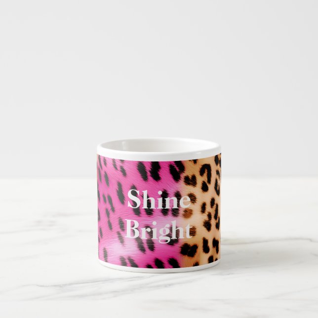 Taza De Espresso Estampado de leopardo en oro rosa (Frente)
