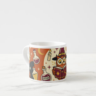 Taza De Espresso Estandarte de búho mago mágico