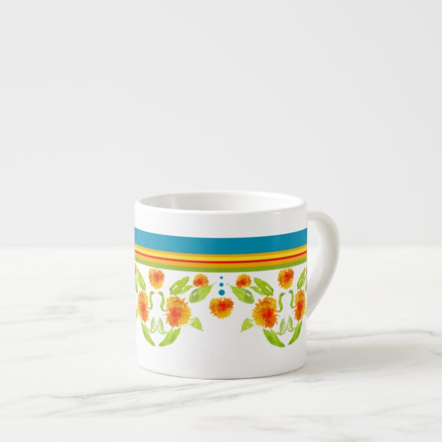 Taza De Espresso Estilo de país Marigoles borde Espresso Mug (Derecha)