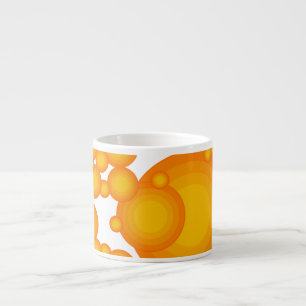 Taza De Espresso Estilo naranja de los 70 círculos como burbujas