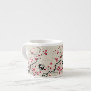 Taza De Espresso Estilo oriental Sakura Cherry Blossom Art