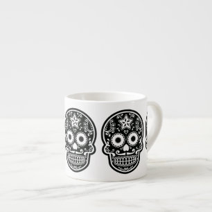 Taza De Espresso Estrella blanco y negro del cráneo del azúcar