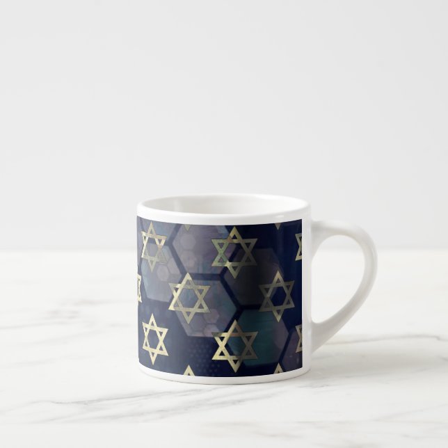 Taza De Espresso Estrella múltiple Happy Hanukkah de SlipperyJoe de (Derecha)