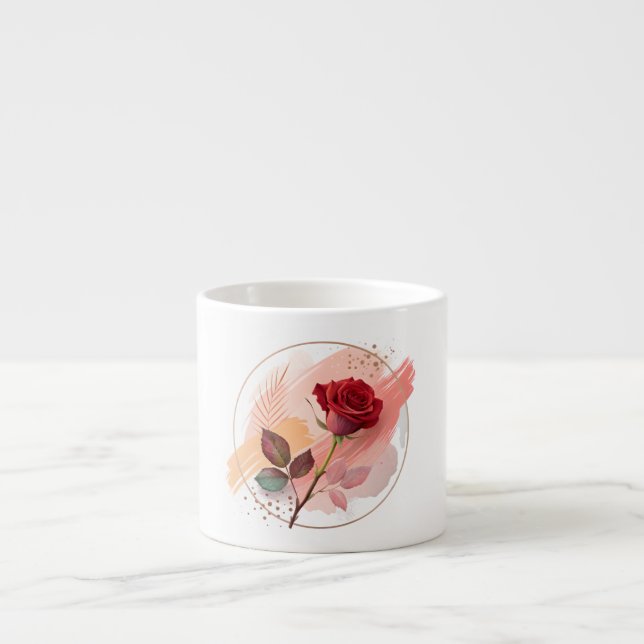 Taza De Espresso Eternal Blush: A Modern Rose in Abstract Harmony (Frente)