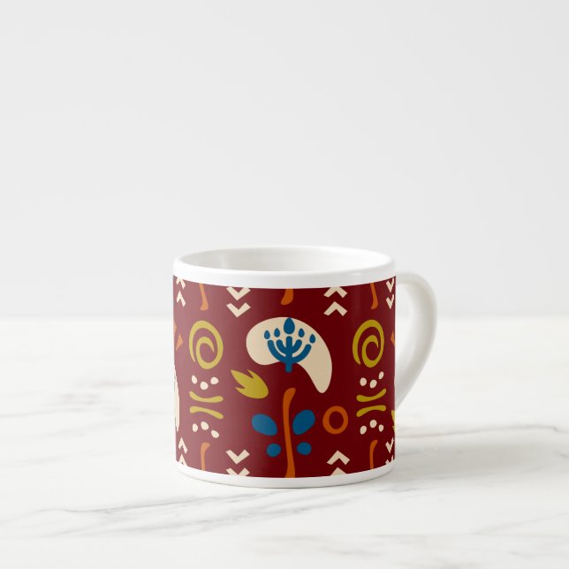 Taza De Espresso Ethnic Folk Floral Pattern (Derecha)