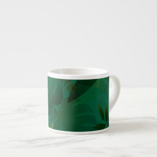 Taza De Espresso Exóticas Hojas Místicas Tropicales Selva Esmeralda