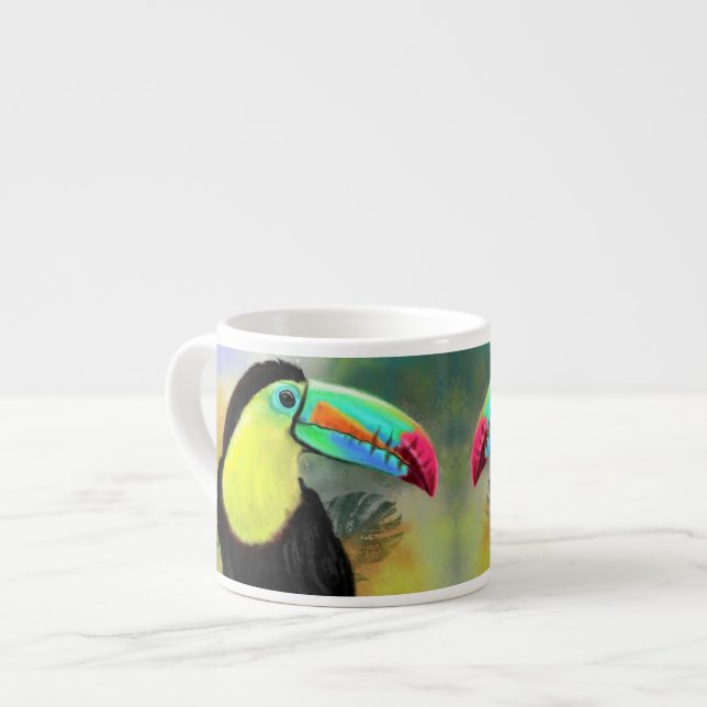 Taza De Espresso Exótico Ave Toco Tropical Toco Toucan - Pintura - (Izquierda)