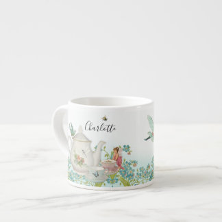 Taza De Espresso Fairy Garden Tea Fiesta Blue Flagonfly Bee