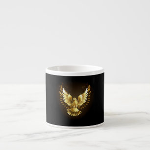 Taza De Espresso Falsa paloma de paz del Relieve metalizado dorado