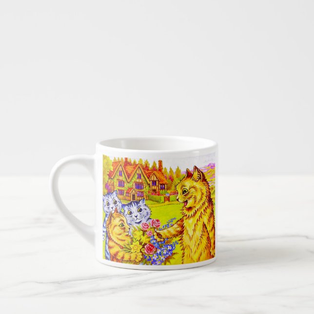 Taza De Espresso Familia Cat en el Jardín (Izquierda)