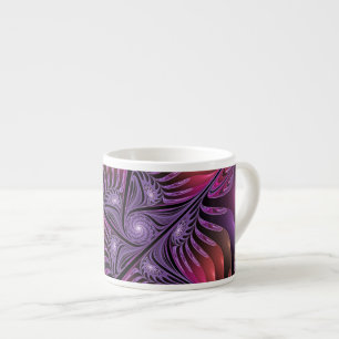 Taza De Espresso Fantasía colorida Resumen Trippy Purple Fractal