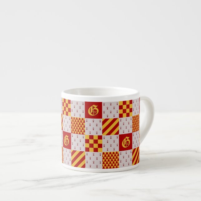 Taza De Espresso Fantasía mágica amarilla roja medieval heráldica (Derecha)