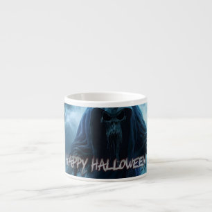Taza De Espresso Fantasma negro en un paisaje infernal - Halloween