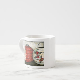 Taza De Espresso Faros chinos de Año Nuevo con impresión floral
