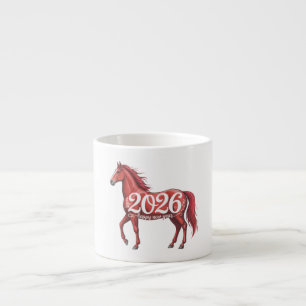 Taza De Espresso Feliz Año Nuevo 2026, caballo rojo chino