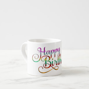 Taza De Espresso FELIZ CUMPLEAÑOS - diseño de texto + sus propias i