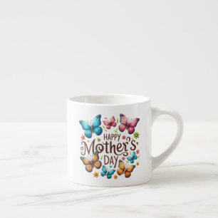 Taza De Espresso Feliz Día de la Madre con Clipart de Mariposas