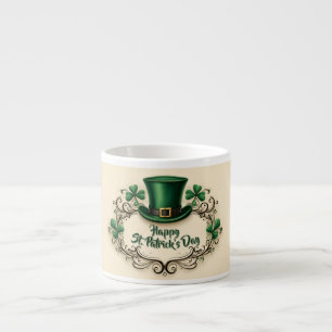 Taza De Espresso Feliz día de San Patricio Diseño de Trébol