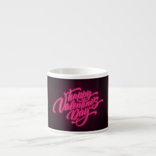 Taza De Espresso Feliz día de San Valentín Diseño Neon-23692