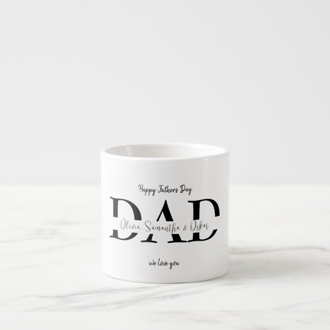 Taza De Espresso Feliz Día del Padre con nombres de niños (Frente)