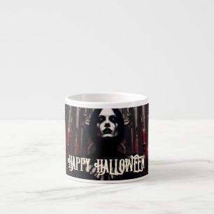 Taza De Espresso Feliz Halloween – Celebración Oscura Gótica