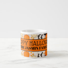 Taza De Espresso Feliz Halloween Naranja Calabaza