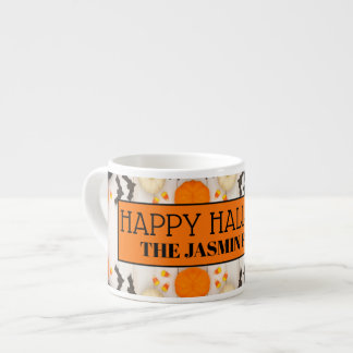 Taza De Espresso Feliz Halloween Naranja Calabaza