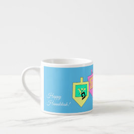 Taza De Espresso Feliz Hanukkah Inglés Hebreo