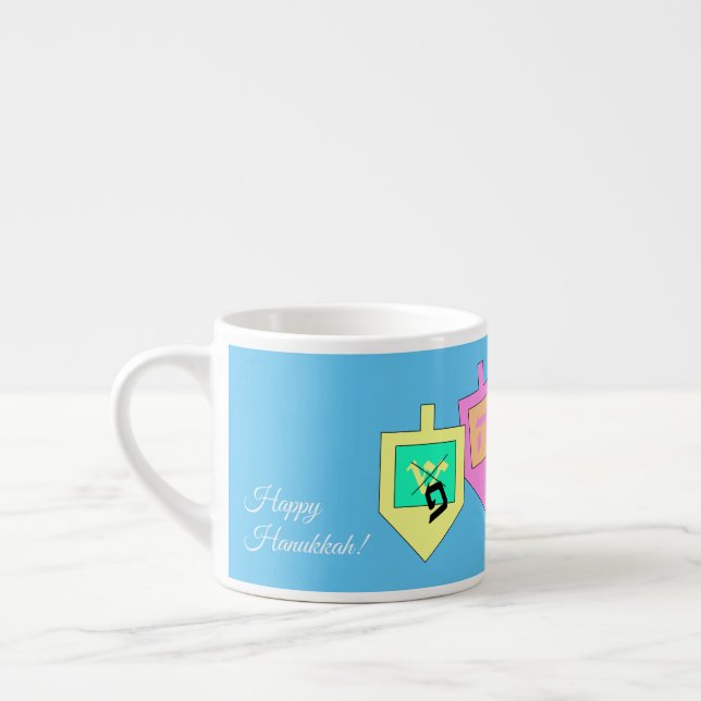 Taza De Espresso Feliz Hanukkah Inglés Hebreo (Izquierda)