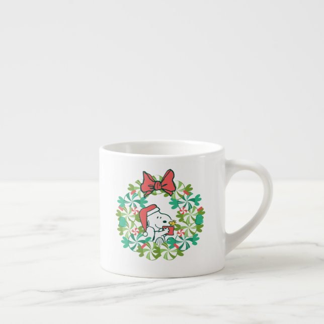 Taza De Espresso Feliz Navidad Peppermination Wreath (Derecha)