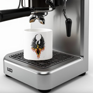 Taza De Espresso Fénix Ardiente Resurgiendo Pájaro de Fuego Llamas 