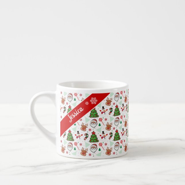 Taza De Espresso Festive Christmas Mug – Santa & Reindeer  (Izquierda)