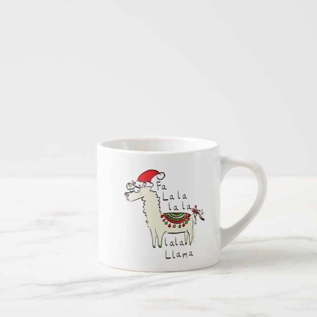 Taza De Espresso Festividad de los Navidades de Llama Cute (Derecha)
