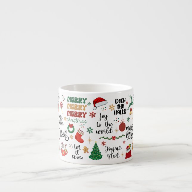 Taza De Espresso Festividades de Navidades de vacaciones y gráficos (Frente)